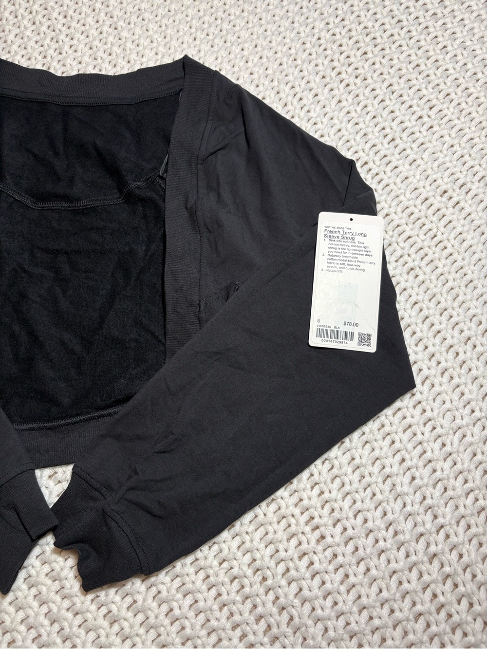 lululemon French Terry long sleeve shrug in black size 6 - Picture 2 of 15